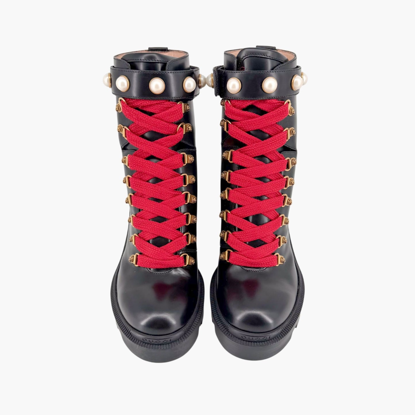 Gucci Magnum Pearl Combat Boots Black Size 38.5