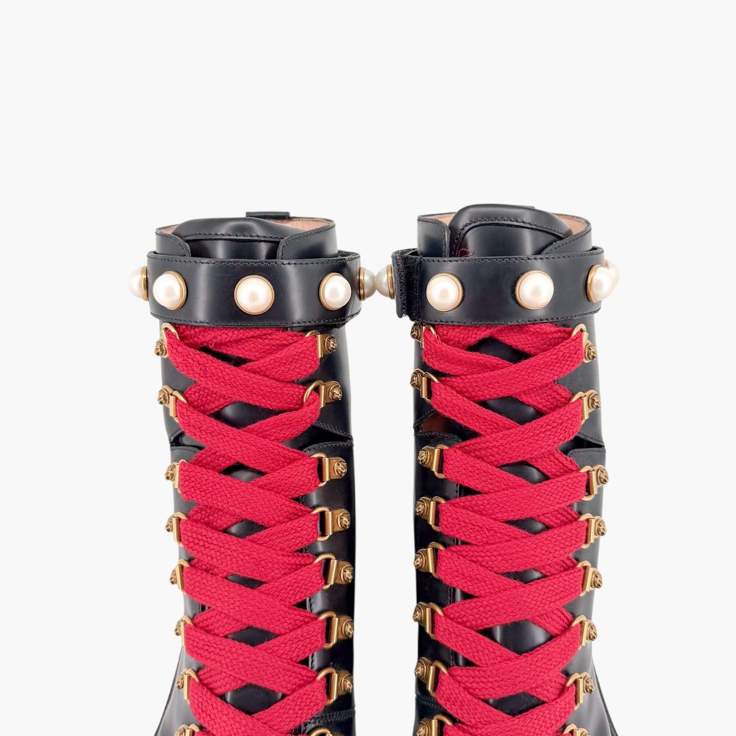 Gucci Magnum Pearl Combat Boots Black Size 38.5
