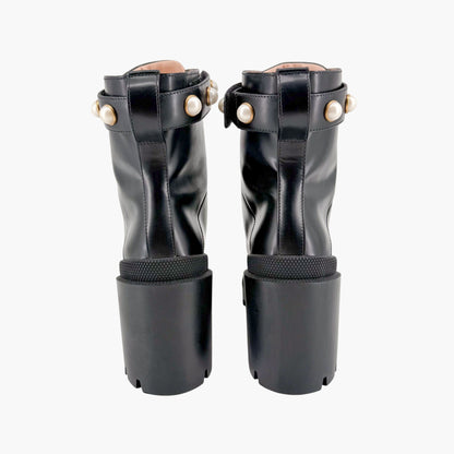 Gucci Magnum Pearl Combat Boots Black Size 38.5