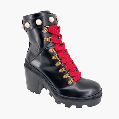 Gucci Magnum Pearl Combat Boots Black Size 38.5