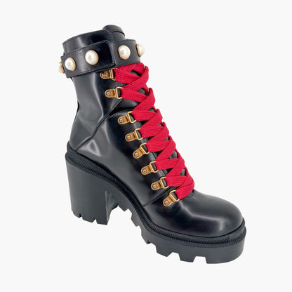 Gucci Magnum Pearl Combat Boots Black Size 38.5