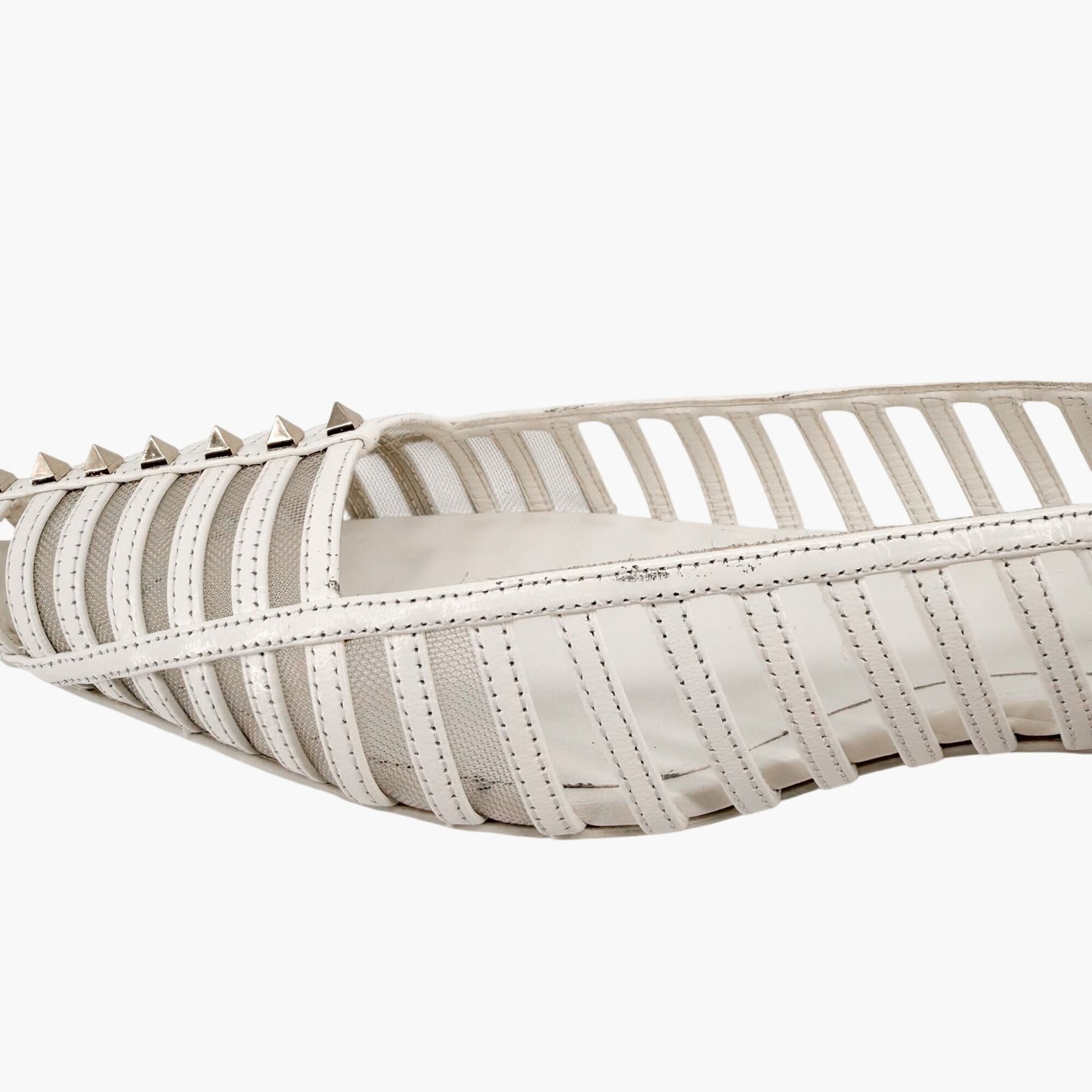Valentino Garavani Wispy Rockstud Slingback Flats White Size 40