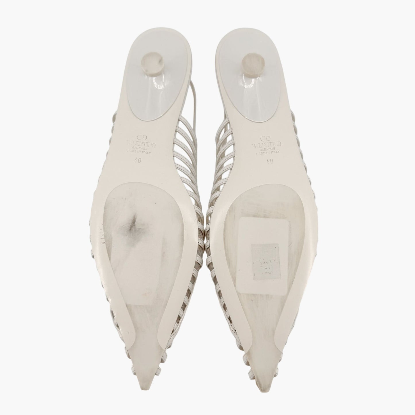 Valentino Garavani Wispy Rockstud Slingback Flats White Size 40