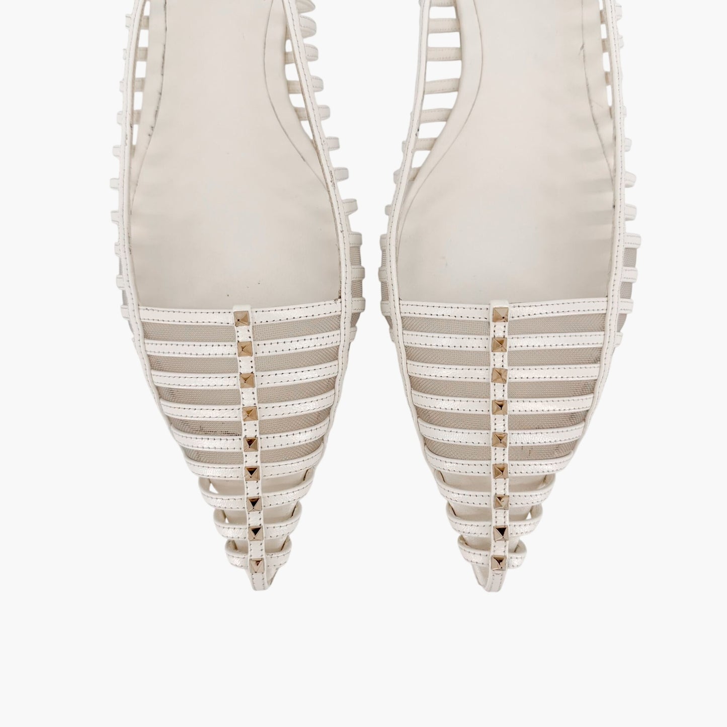 Valentino Garavani Wispy Rockstud Slingback Flats White Size 40