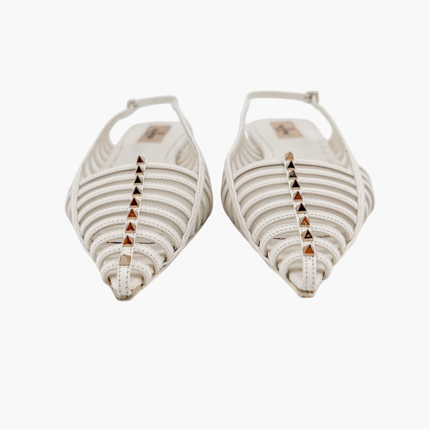 Valentino Garavani Wispy Rockstud Slingback Flats White Size 40