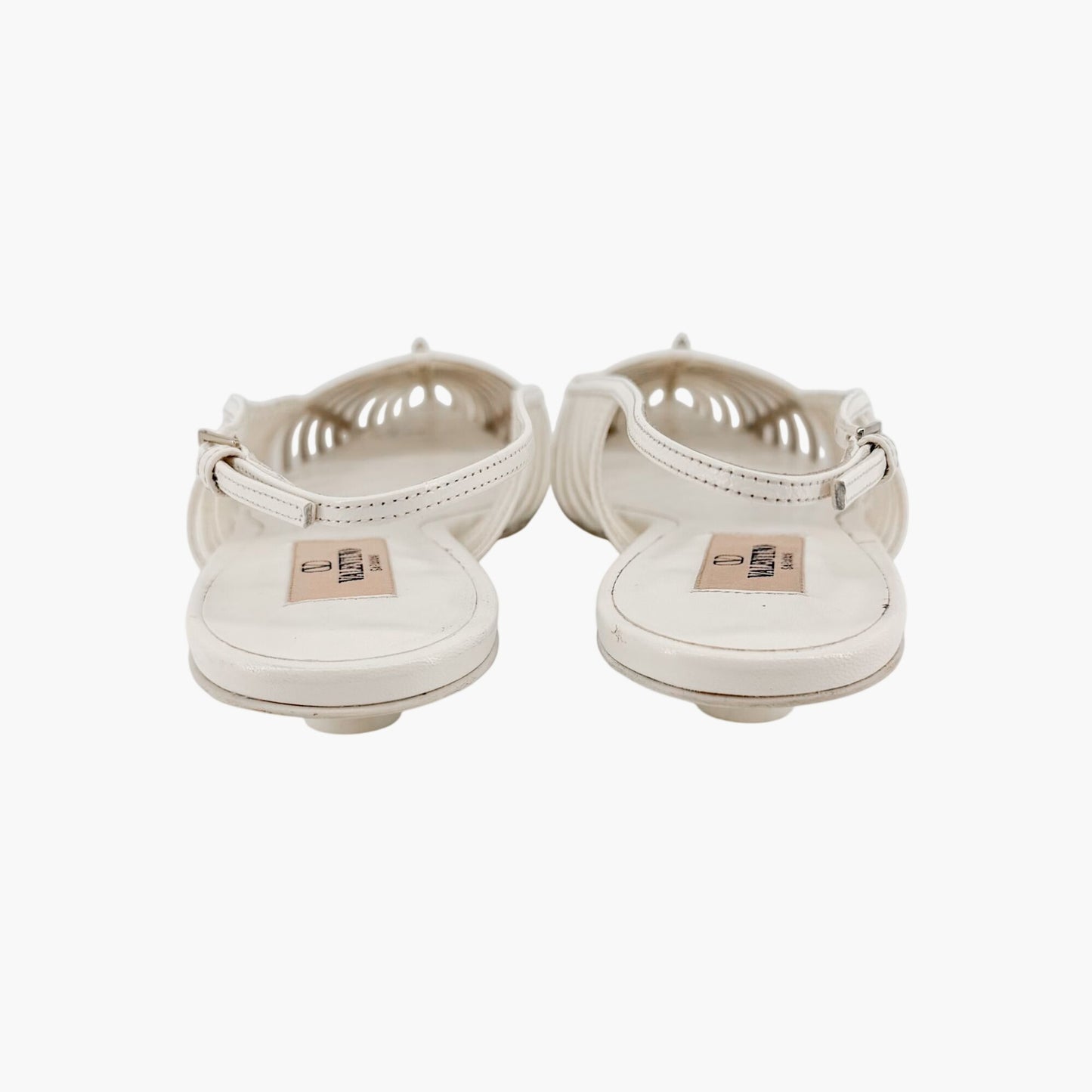 Valentino Garavani Wispy Rockstud Slingback Flats White Size 40