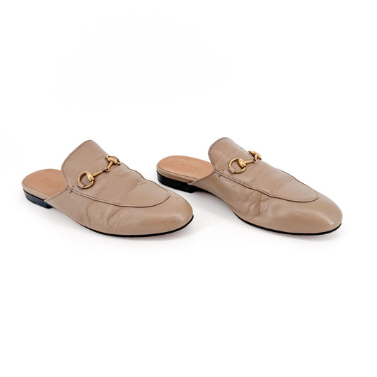 Gucci Princetown Horsebit Mules in Beige Leather – Size 38