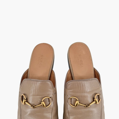 Gucci Princetown Horsebit Mules in Beige Leather – Size 38