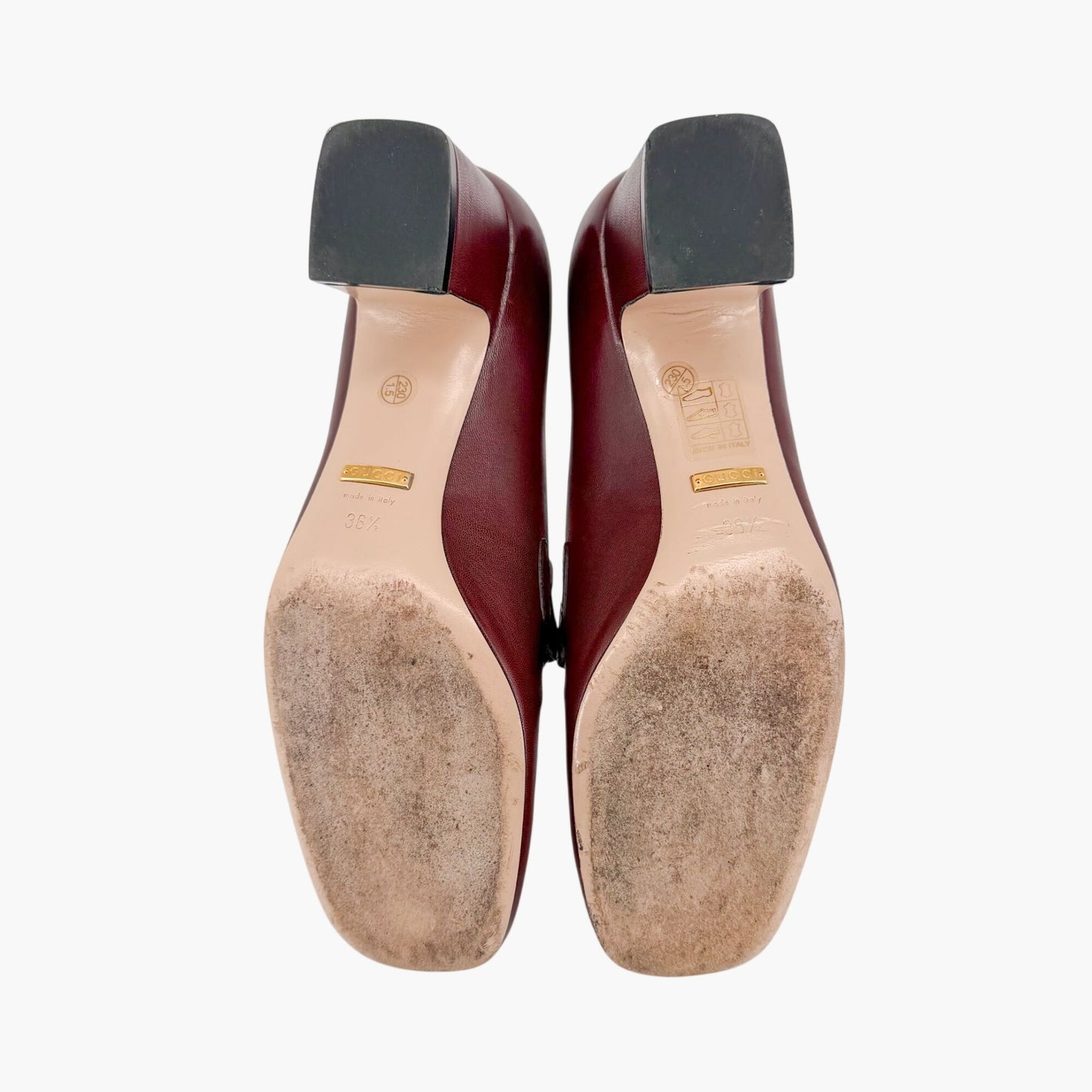 Gucci Zumi Interlocking G Loafer Pumps Burgundy Size 36.5