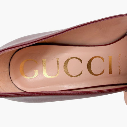 Gucci Zumi Interlocking G Loafer Pumps Burgundy Size 36.5