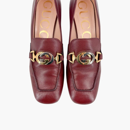 Gucci Zumi Interlocking G Loafer Pumps Burgundy Size 36.5