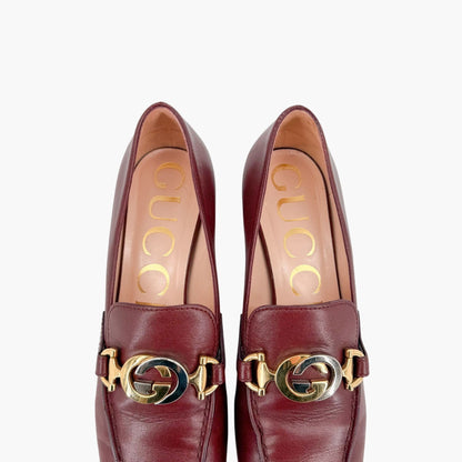 Gucci Zumi Interlocking G Loafer Pumps Burgundy Size 36.5