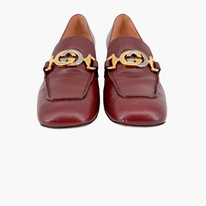 Gucci Zumi Interlocking G Loafer Pumps Burgundy Size 36.5