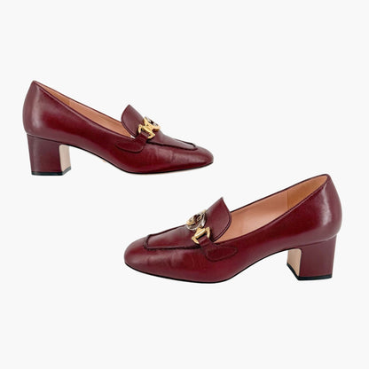 Gucci Zumi Interlocking G Loafer Pumps Burgundy Size 36.5