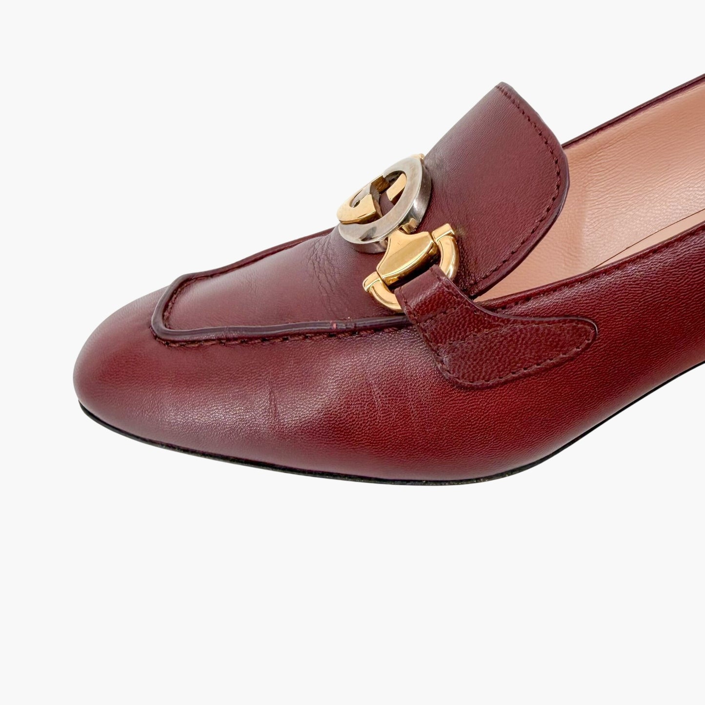 Gucci Zumi Interlocking G Loafer Pumps Burgundy Size 36.5