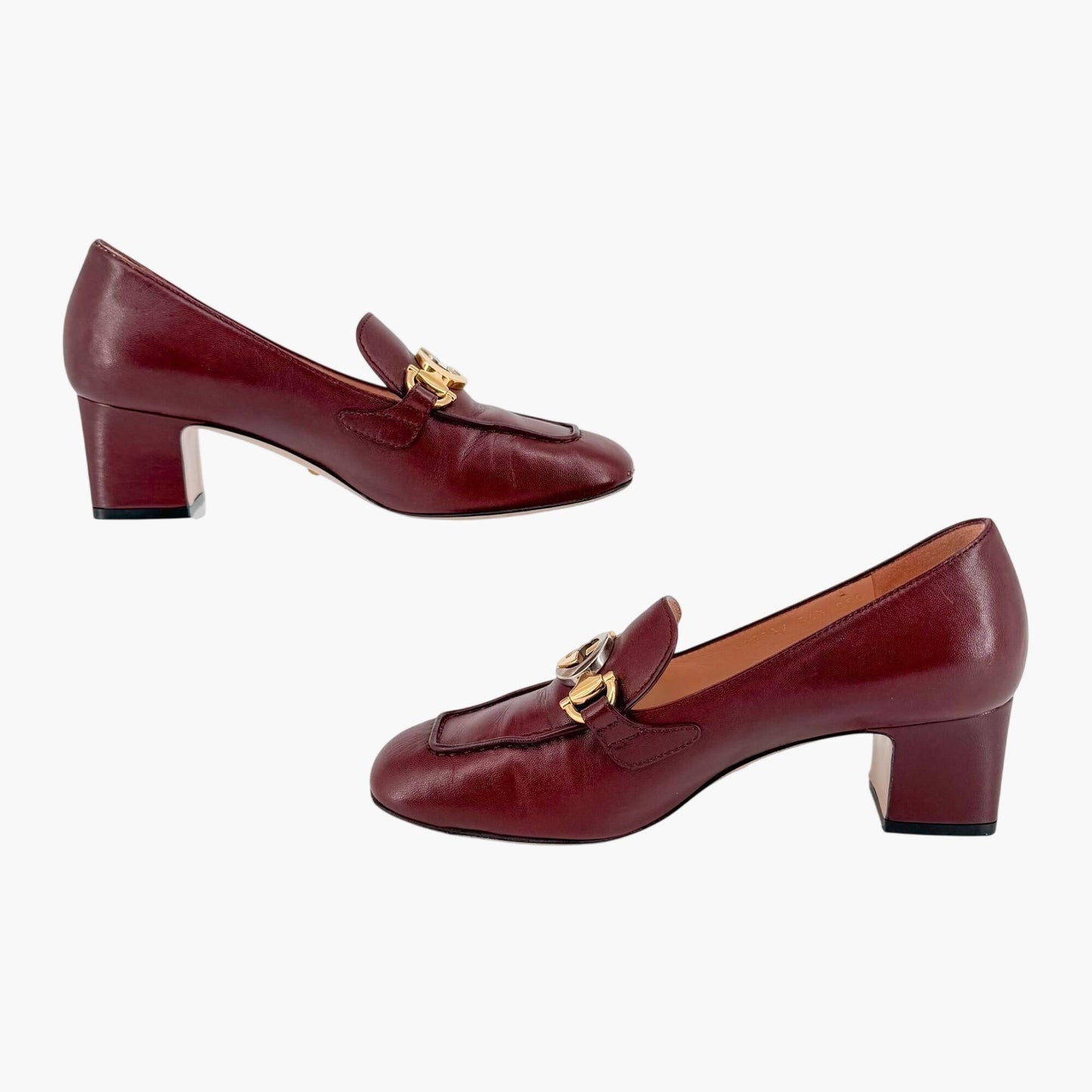 Gucci Zumi Interlocking G Loafer Pumps Burgundy Size 36.5