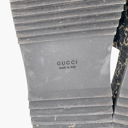 Gucci Angelina Platform Slide Sandals in Black GG Denim – Size 38