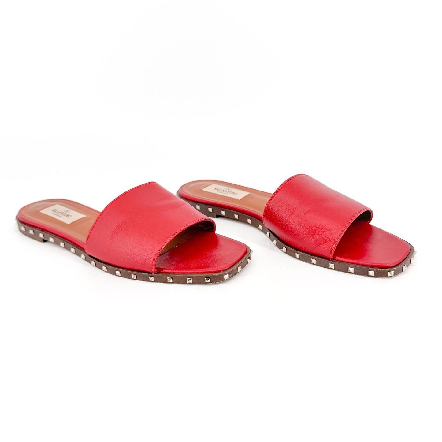Valentino Garavani Soul Rockstud Slide Sandals Red Size 37