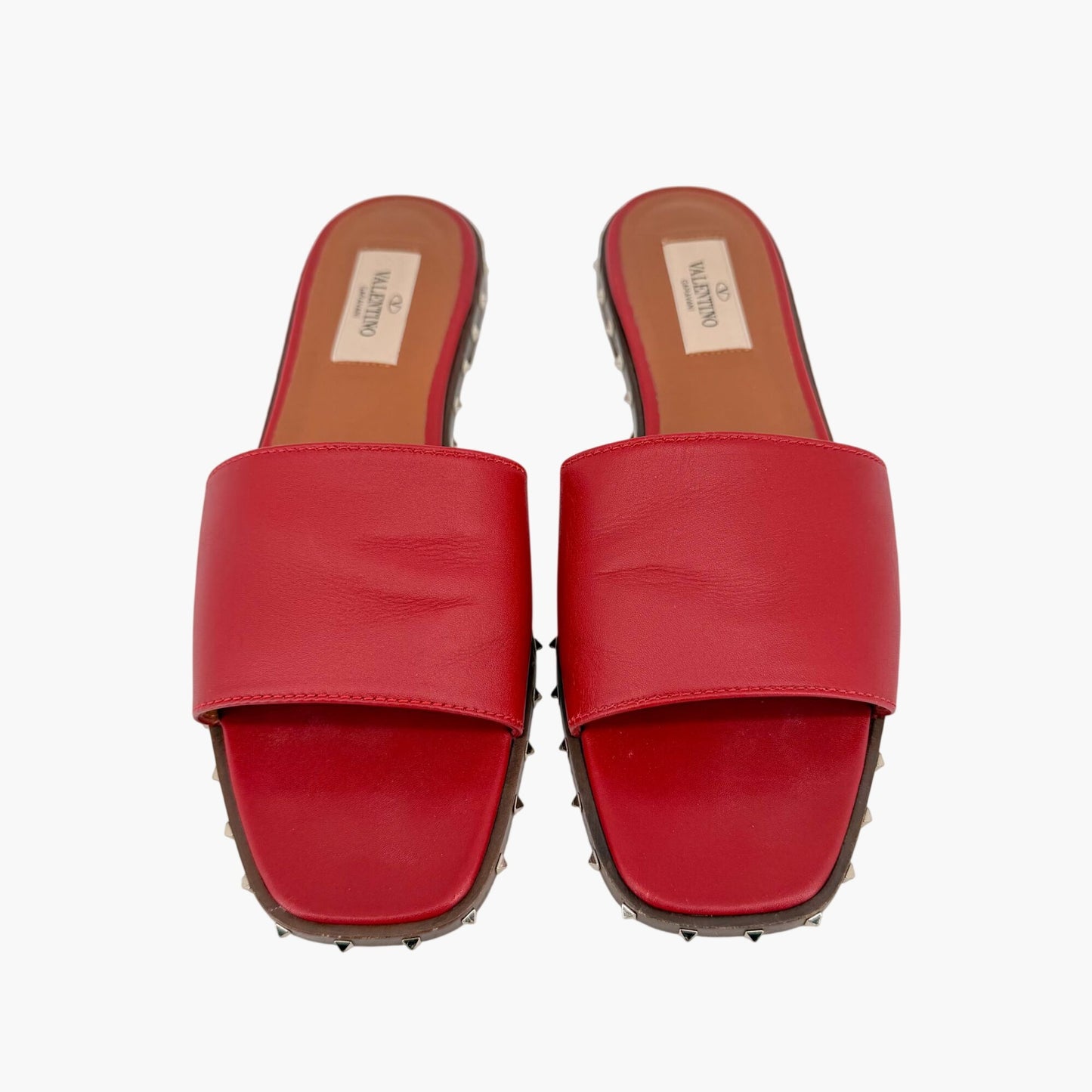 Valentino Garavani Soul Rockstud Slide Sandals Red Size 37