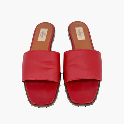 Valentino Garavani Soul Rockstud Slide Sandals Red Size 37
