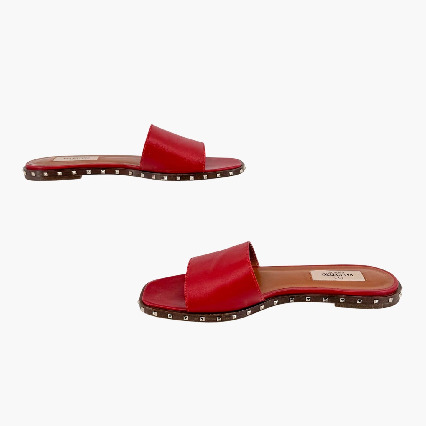 Valentino Garavani Soul Rockstud Slide Sandals Red Size 37