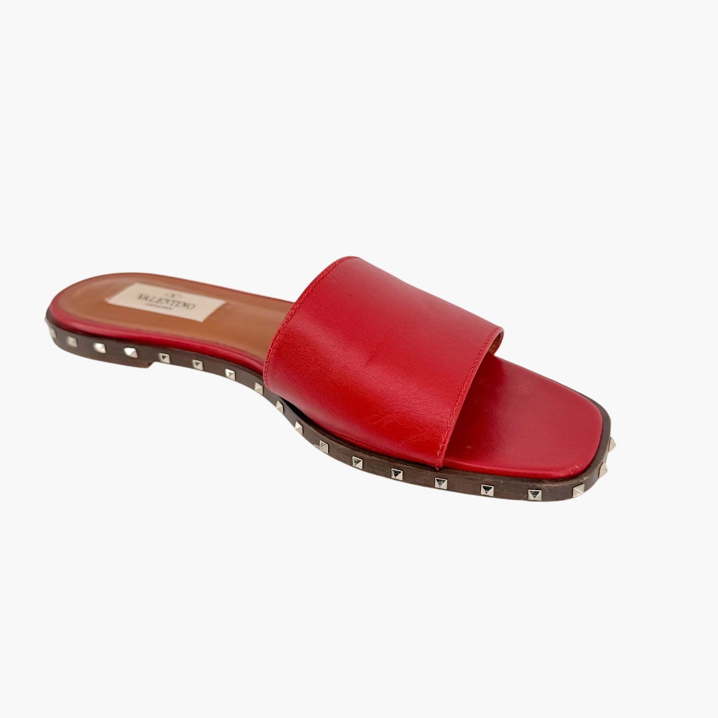 Valentino Garavani Soul Rockstud Slide Sandals Red Size 37