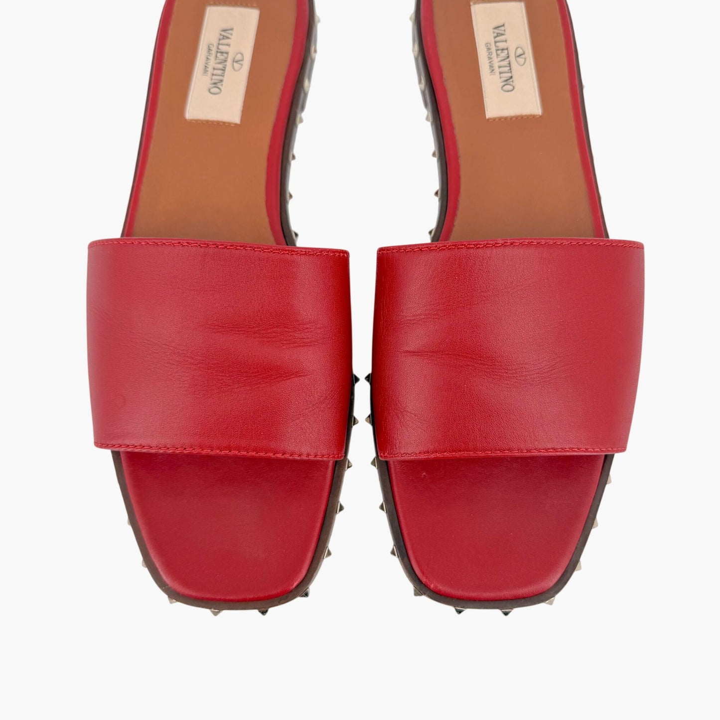 Valentino Garavani Soul Rockstud Slide Sandals Red Size 37