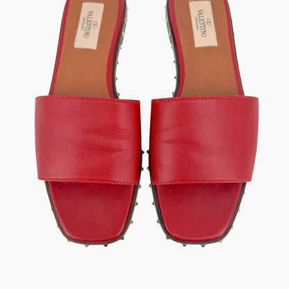 Valentino Garavani Soul Rockstud Slide Sandals Red Size 37