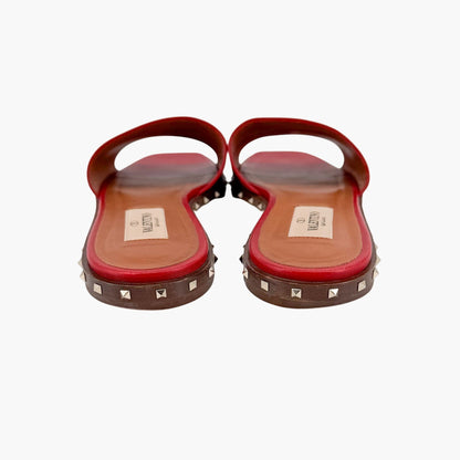 Valentino Garavani Soul Rockstud Slide Sandals Red Size 37