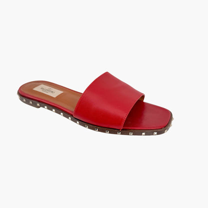 Valentino Garavani Soul Rockstud Slide Sandals Red Size 37