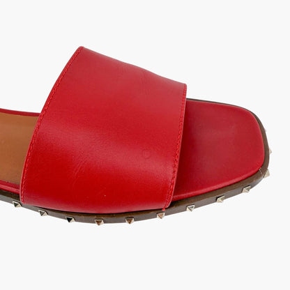 Valentino Garavani Soul Rockstud Slide Sandals Red Size 37