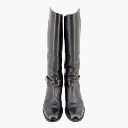 Gucci Knee High Riding Boots in Black Leather Size 8