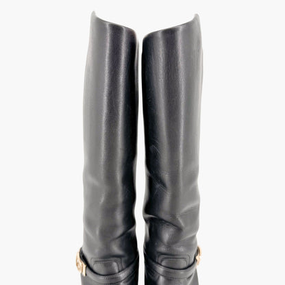 Gucci Knee High Riding Boots in Black Leather Size 8