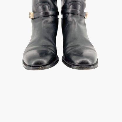 Gucci Knee High Riding Boots in Black Leather Size 8