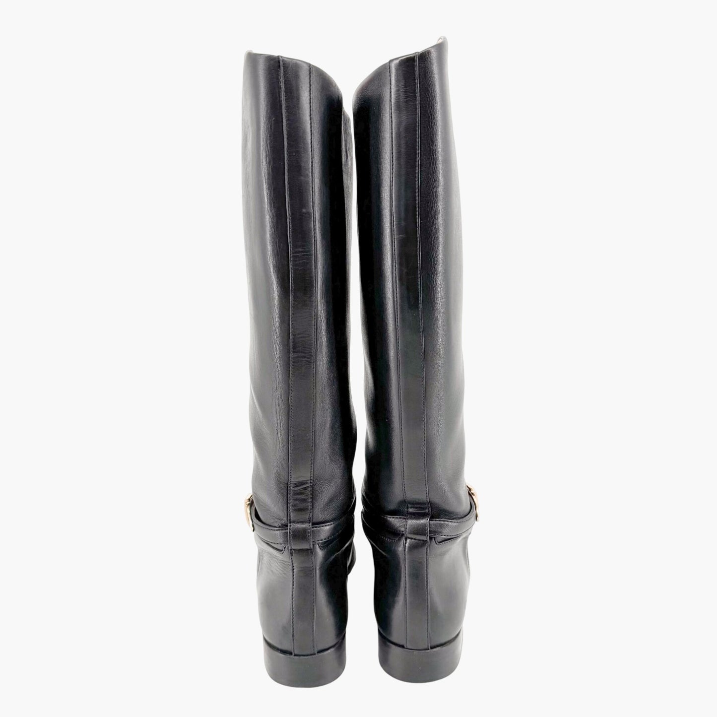 Gucci Knee High Riding Boots in Black Leather Size 8