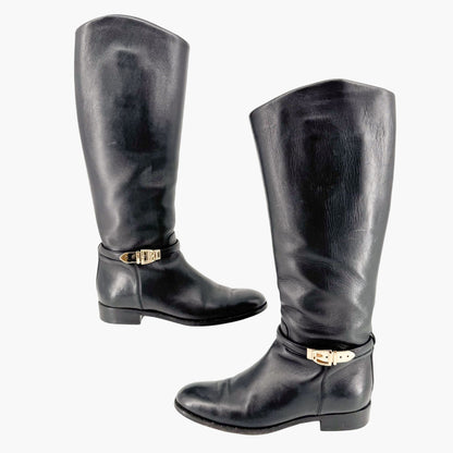 Gucci Knee High Riding Boots in Black Leather Size 8