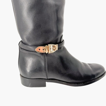 Gucci Knee High Riding Boots in Black Leather Size 8