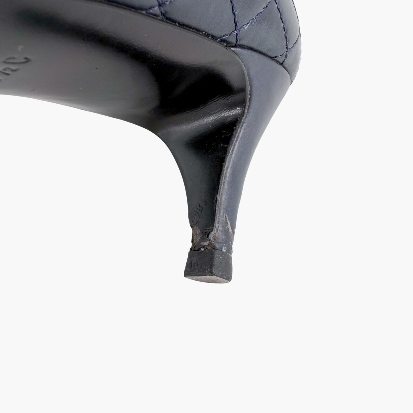 Chanel Camellia Cap Toe Quilted Leather Pumps Blue Size 38.5C