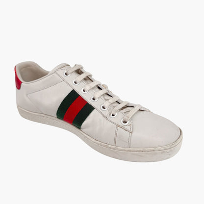 Gucci Pearl-Embellished Ace White Leather Sneakers Size 38.5