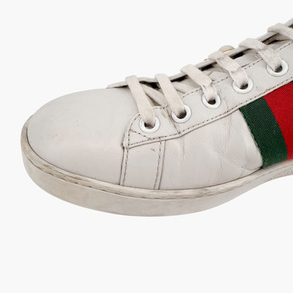 Gucci Pearl-Embellished Ace White Leather Sneakers Size 38.5