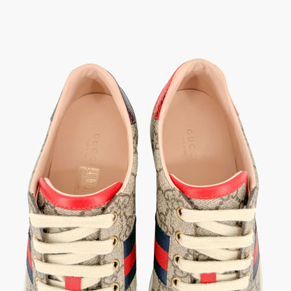 Gucci Ace Web Stripe Sneakers in Beige Supreme GG Monogram Canvas Size 38.5