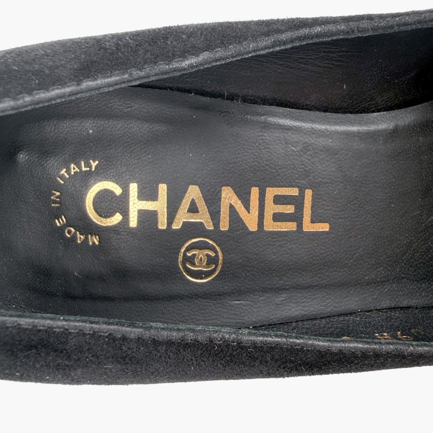 Chanel Pearl Platform Cap Toe Pumps Black Size 37