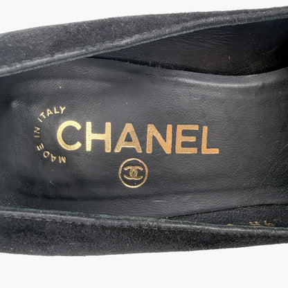 Chanel Pearl Platform Cap Toe Pumps Black Size 37