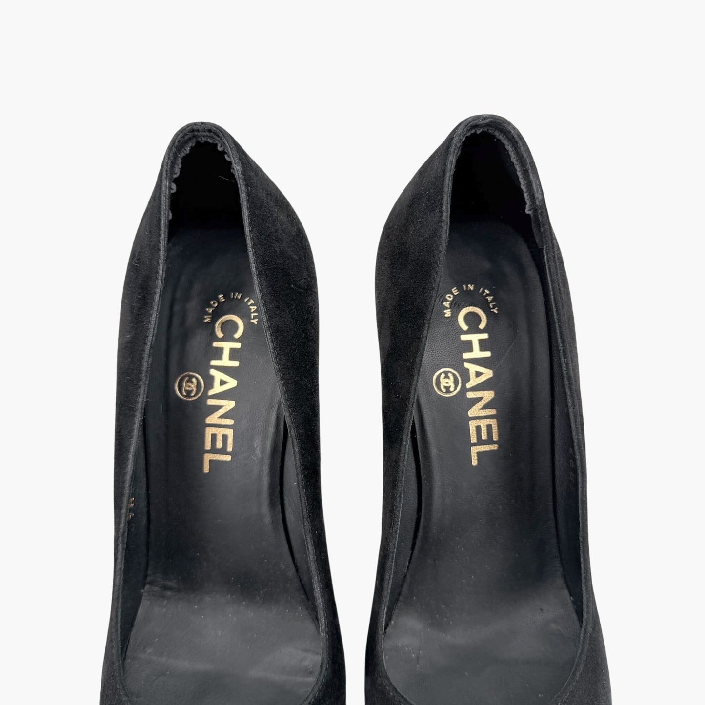 Chanel Pearl Platform Cap Toe Pumps Black Size 37