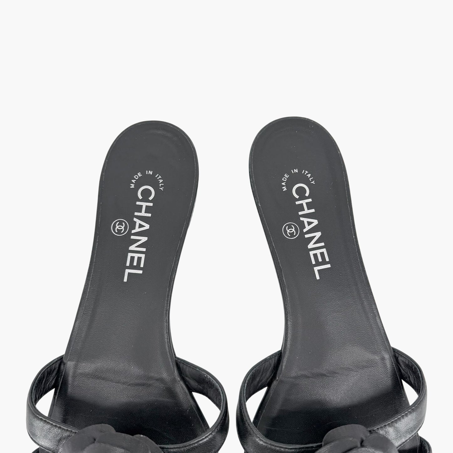 Chanel Camellia CC Leather Thong Slide Sandals Size 40.5