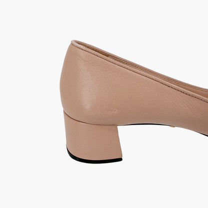 Prada Cap Toe Ballet Pumps Beige Leather Size 40