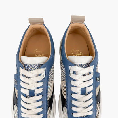 Christian Louboutin Happyrui Low Top Platform Sneakers in Woven Blue Size 40