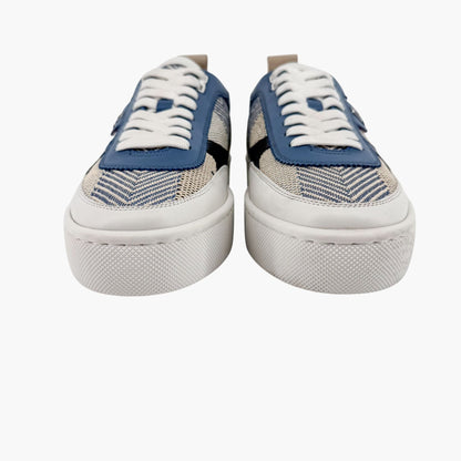 Christian Louboutin Happyrui Low Top Platform Sneakers in Woven Blue Size 40