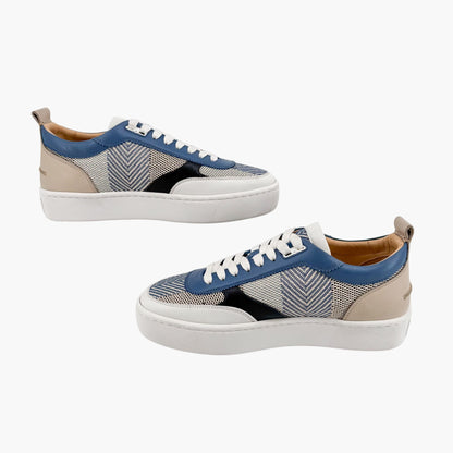 Christian Louboutin Happyrui Low Top Platform Sneakers in Woven Blue Size 40