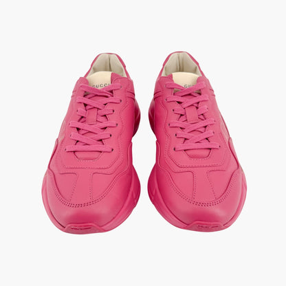 Gucci Rhyton Logo Sneaker in Pink Leather Size 38